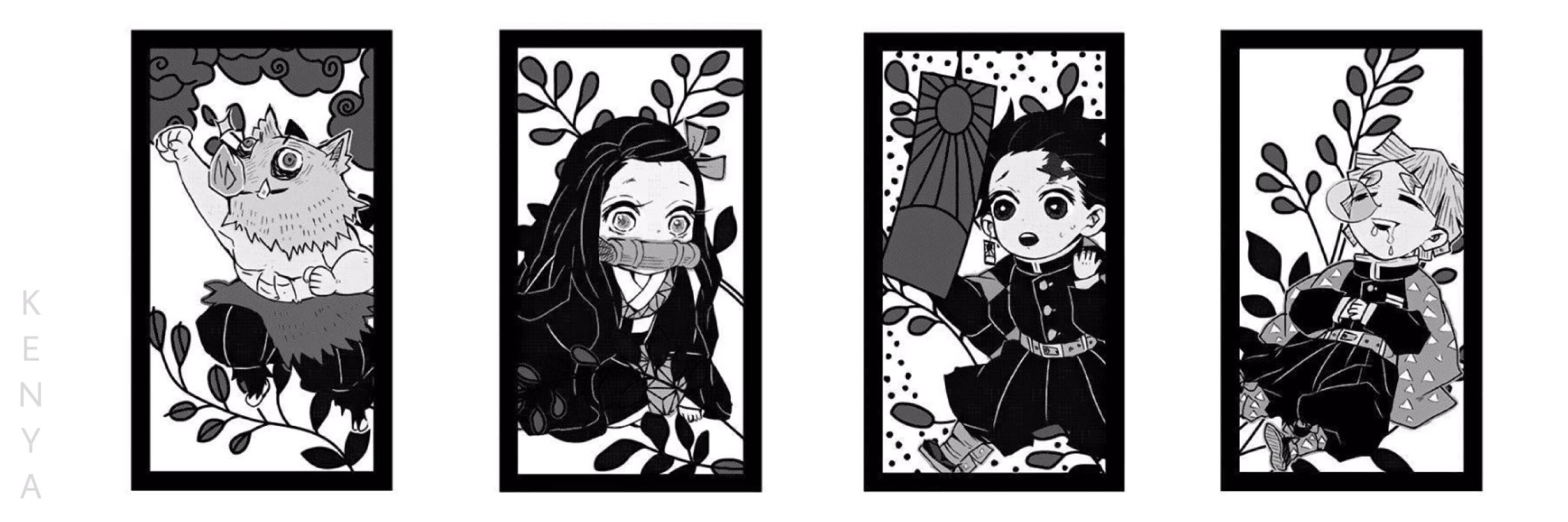 Bannière Inosuke Tanjiro Nezuko Zenitsu